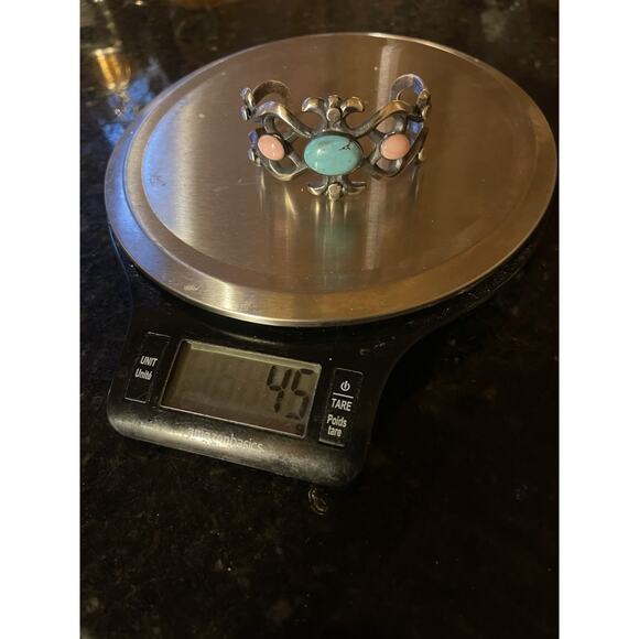 Chimney Butte Sterling Cuff Turquoise Pink Conch Southwest Artisan Silver 45g - Picture 11 of 13